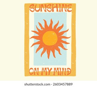 Sunshine paradise graphic print design. Beach modern abstract art. Summer vibes artwork. 