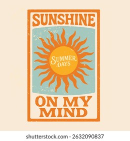 sunshine paradise slogan prints. vintage retro print art. girls women's graphics. t-shirt graphic for beach print design. summer graphics design