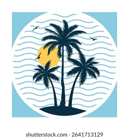 Sunshine Paradise. Summer vibes artwork. Sunshine paradise graphic print design. Surf club design. Beach Sunset modern abstract art.