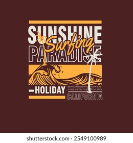 Sunshine paradise Surfing Holiday California summer graphic print poster