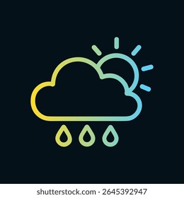 A luz do sol é parcialmente obscurecida pela nuvem de chuva. Ilustração de símbolo de ícone