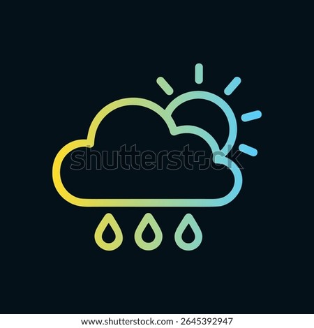 Sunshine partially obscured by raincloud. Icon symbol illustration