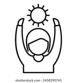 Sunshine person after meditation icon outline vector. Wellness relax. Zen soul