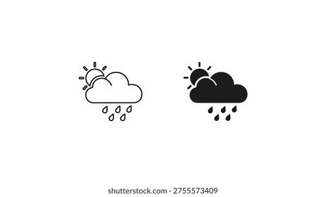 Sunshine and rainfall weather icons with different cloud appearances