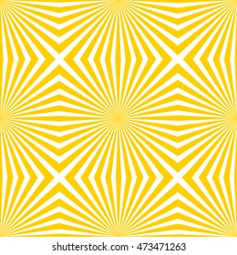 Sunshine seamless pattern. Vector background. Yellow rays on white background. 