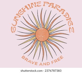 Sunshine sketch graphic print design for t shirt print, poster, sticker, background and other uses. Summer good vibes design.