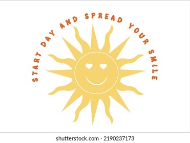 sunshine and smile face positive vibes slogan design vector