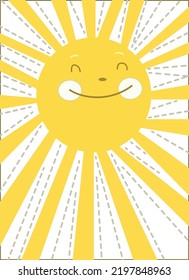 Sunshine smile Pattern, Yellow sunshine white Backgrounds, Good morning sunshine, Hello Sunshine Wallpaper Love Cards Vector Stock Vector Illustration.