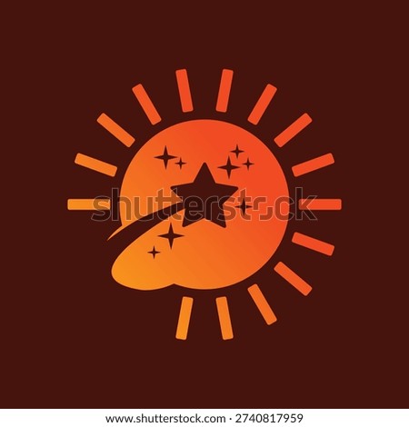 Sunshine Star Sparkle Logo for Solar Energy Weather Summer Icon
