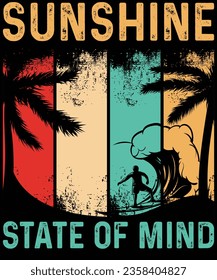 Sunshine state of mind surfing t shirt design