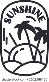 Sunshine Summer Badge Doodle Vector Illustration
