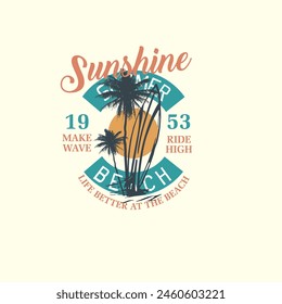 Sunshine summer beach typography retro beach poster design