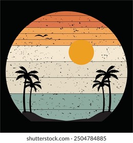 Sunshine Summer Vibes Palm Trees Beach Retro Tropical Summer T-Shirt
