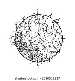 luz do sol desenhado à mão. raios energia, heliosphere estrela, fotossíntese ultravioleta luz do sol esboço do vetor do sol. ilustração preta isolada