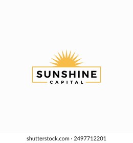 sunshine sun light bright sunrise sunset logo vector icon illustration