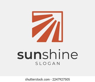 Sunshine Sun Summer Sunlight Sunbeam Shine Ray Solar Energy Square Rectangle Box Vector Logo Design