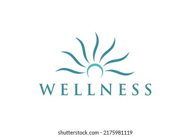 Sunshine sunrise logo design wellness spa yoga life nature icon symbol flower natural