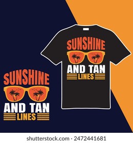 Sunshine And Tan Lines.T-shirt Design. Vector Illustration