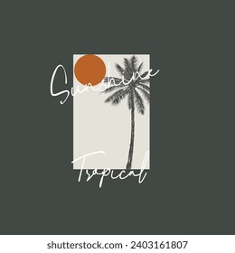 Sunshine Tropical palm tree graphic design poster