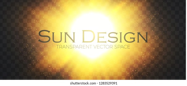 Sunshine. Warm Glow Effect. Soft Sun Rays on Transparent Background. Vector illustration