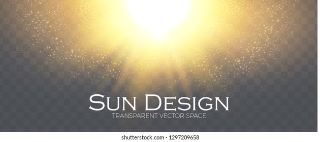 Sunshine. Warm Glow Effect. Soft Sun Rays on Transparent Background. Vector illustration