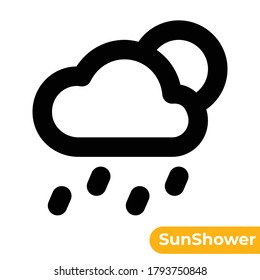 Sunshower Icon. Designed in 24x24px artboard with 2px stroke thickness. Pixel perfect and scalable icon.