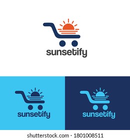 Sunsitify logo design concept, Shopping Cart logo design template vector
