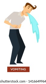 Sunstroke symptom vomiting stomach function disorder isolated icon vector man puking medicine and healthcare summer heat danger nausea and sickness hypothermia and metabolism dysfunction retching