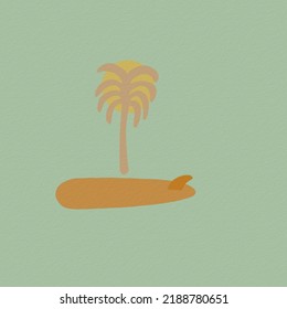 Sun,surboard and palm tree logo,simple logo