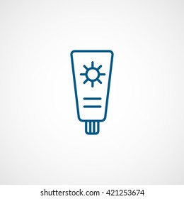 Suntan Cream Blue Line Icon On White Background