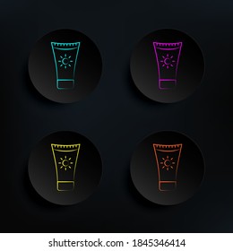 Suntan cream dark badge color set icon. Simple thin line, outline vector of travel icons for ui and ux, website or mobile application