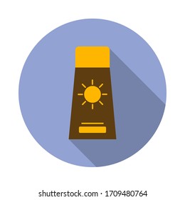 Icono de la sombra larga de crema de sol. Simple vector de color de iconos de verano para ui y ux, sitio web o aplicación móvil