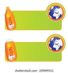 suntan cream with globe color vector