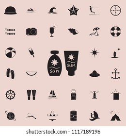 suntan cream icon. Detailed set of summer pleasure icons. Premium quality graphic design sign. One of the collection icons for websites, web design, mobile app on colored background