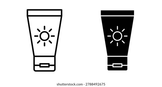 Suntan cream icon outlined. Flat fill icons