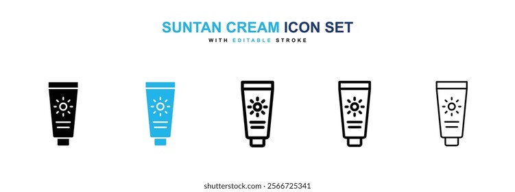 Suntan cream icons vector collection pack.