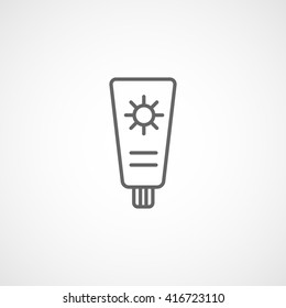 Suntan Cream Line Icon On White Background