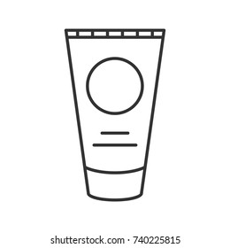 Suntan cream linear icon. Thin line illustration. Toothpaste tube. Contour symbol. Vector isolated outline drawing