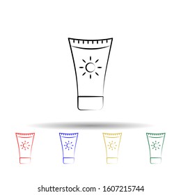 suntan cream multi color style icon. Simple thin line, outline vector of travel icons for ui and ux, website or mobile application