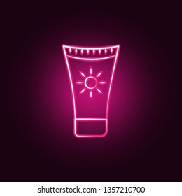 suntan cream neon icon. Elements of travel set. Simple icon for websites, web design, mobile app, info graphics