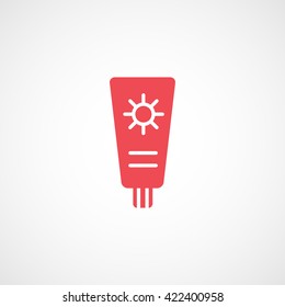 Suntan Cream Red Flat Icon On White Background