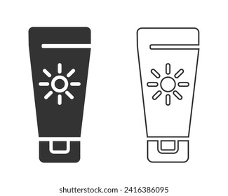 Suntan cream vector line icon set. filled flat sign for mobile concept and web design. Sunscreen simple solid icon. Symbol, logo illustration. Pixel perfect vector graphics