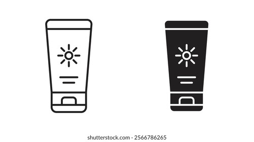 Suntan cream vector line icon illustration