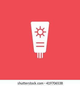 Suntan Flat Icon On Red Background