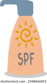 Suntan lotion, sunscreen, UV protection sunscreen. A screen for sunbathing while swimming, a line of beach holiday icons for mobile web infographics. Vector illustration