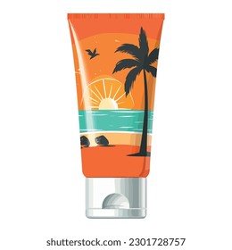 suntan lotion tube over white