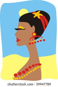 The suntanned girl with a beads