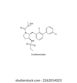 Suntinorexton flat skeletal molecular structure Orexin agonist drug used in Orexin agonist treatment. Vector illustration.