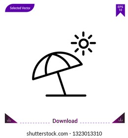 sun-umbrella icon vector . Best modern, simple, isolated, application ,seasons icons, logo, flat icon for website design or mobile applications, UI / UX design vector format