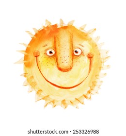 The sun.watercolor. Vector